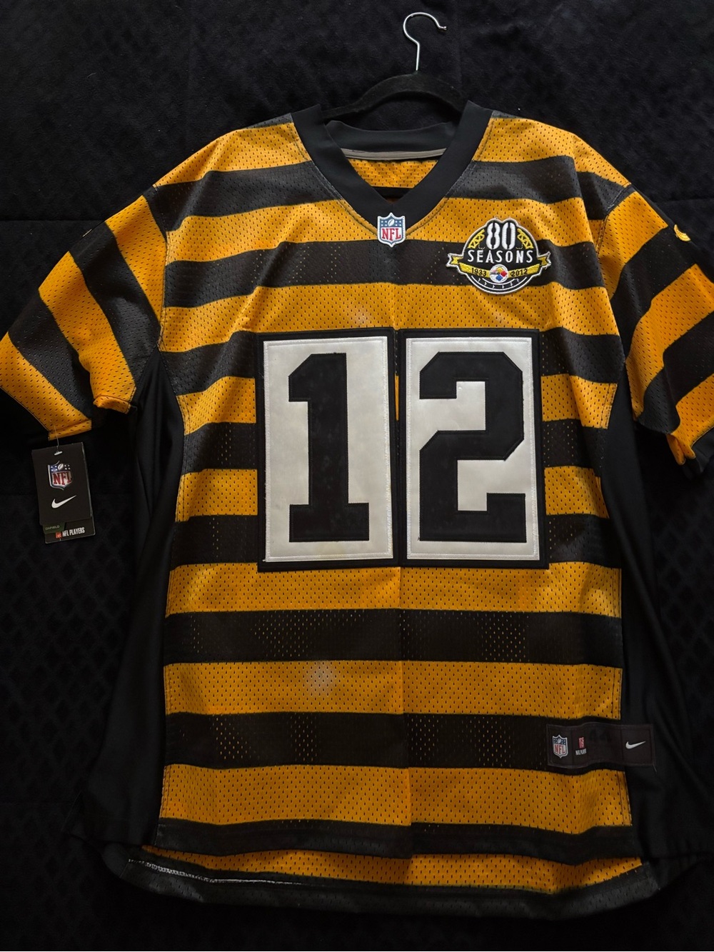 Nike Men’s Black & Yellow Striped Football Jersey - #12
